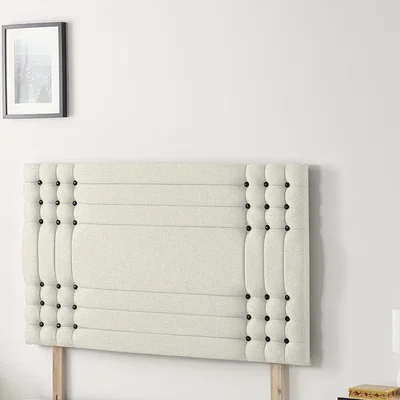 The Range Saville Plush Velvet 32" Floor Standing Upholstered Headboard - Ivory / King