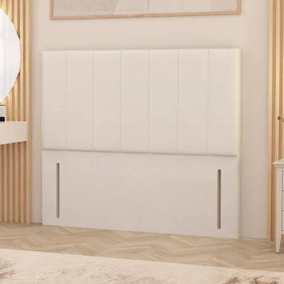 The Range Austin Plush Velvet 54" Floor Standing Upholstered Headboard - White / Small Double