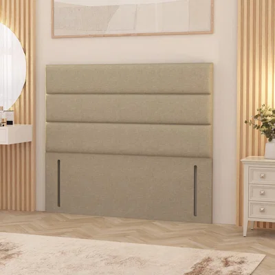 The Range Horizona Linen Fabric 54" Floor Standing Upholstered Headboard - Beige / Double