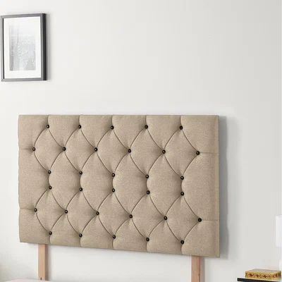 The Range Savoy Plush Velvet 32" Floor Standing Upholstered Headboard - Beige / Small Double