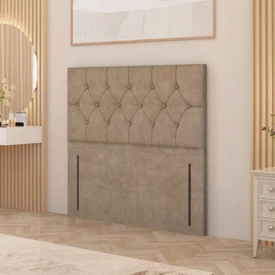 The Range Chesterfield Plush Velvet 54" Floor Standing Upholstered Headboard - Beige / King