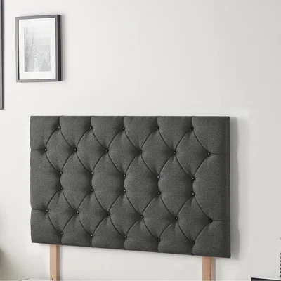 The Range Savoy Tweed Fabric 32" Floor Standing Upholstered Headboard - Charcoal / Double