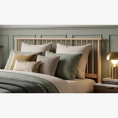 The Range Porto Solid Wood Light Oak Colour Finish Wooden Headboard - Light Oak / King