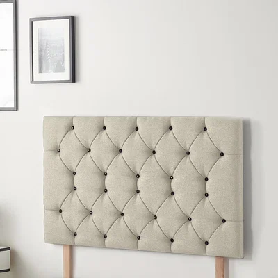 The Range Savoy Tweed Fabric 32" Floor Standing Upholstered Headboard - Natural / Small Single
