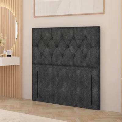 The Range Chesterfield Tweed Fabric 54" Floor Standing Upholstered Headboard - Charcoal / King
