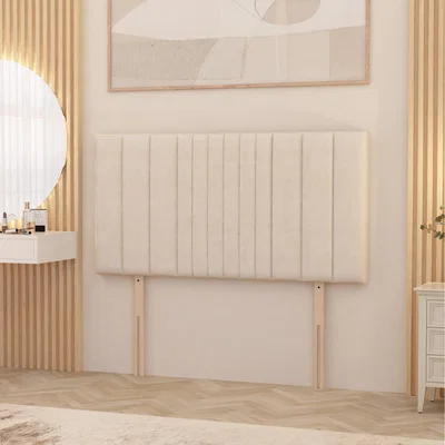 The Range Arizona Plush Velvet 32" Floor Standing Upholstered Headboard - Ivory / King