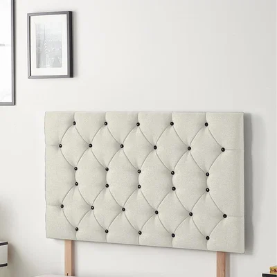 The Range Savoy Plush Velvet 32" Floor Standing Upholstered Headboard - Ivory / Single