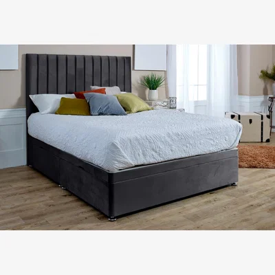 The Range Sophia Plush Divan Sidelift Ottoman Bed Frame With Footboard And Headboard - Steel / Single