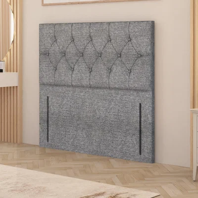 The Range Chesterfield Tweed Fabric 54" Floor Standing Upholstered Headboard - Grey / Small Single