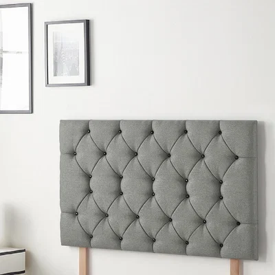 The Range Savoy Linen Fabric 32" Floor Standing Upholstered Headboard - Silver / Single