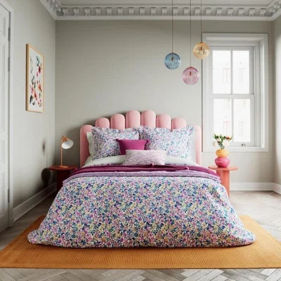 Downtown Helena Springfield Jenny Multi Duvet Set - Double, Cotton, Floral - Pink/Blue/Yellow