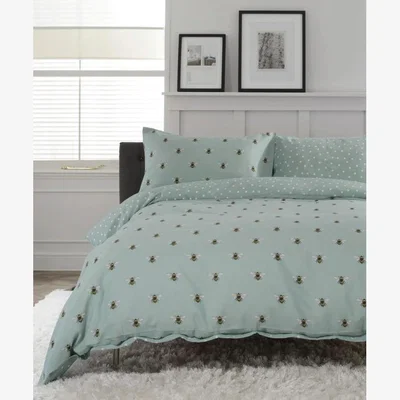 Downtown Deyongs Honey Bee Duvet Set - Sage - Double In Green