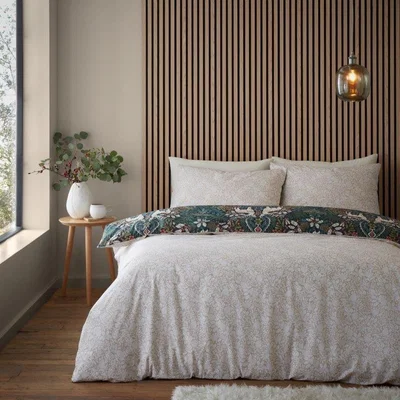 Downtown Catherine Lansfield Majestic Stag Duvet Set - Green - Double, Cotton, Floral