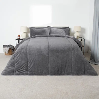 The Range 10.5 TOG Teddy Fleece Coverless Duvet - Charcoal / Double