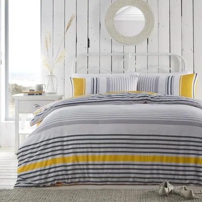 The Range Nautical Stripe Ochre Duvet Set - Yellow / Double