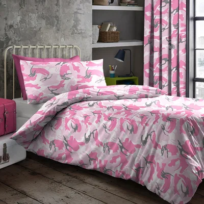 The Range Military Style Camouflage Duvet Set - Pink / Double
