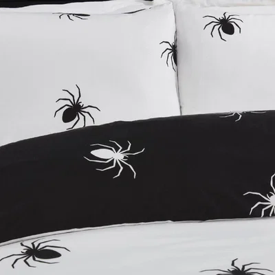 The Range Black Spider Microfibre Duvet Set Double Multi - Multi