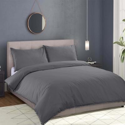 The Range Sandringham Pom Pom Edge Duvet Set - Grey / Double