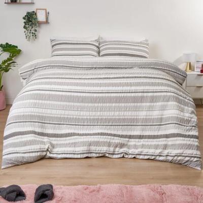 The Range Dreamscene Stripe Print Seersucker Duvet Set - Grey / Double