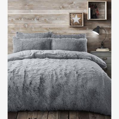 The Range Alaska Silver Thermal Plush Fluffy Faux Fur Duvet Set - Silver / Double