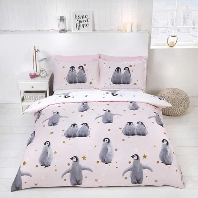 The Range Starry Penguins Duvet Set - Pink / Double