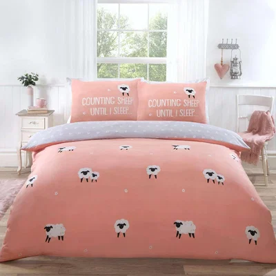 The Range Counting Sheep Microfibre Duvet Set - Blush / Double