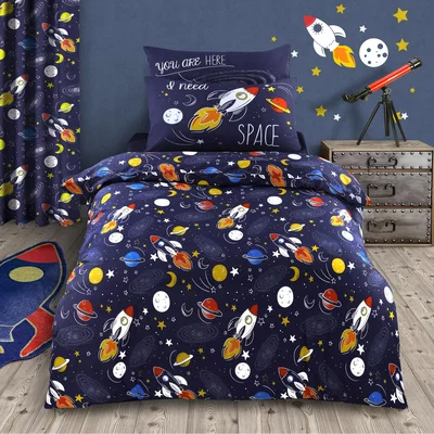 The Range Fun Space Glow In Dark Reversible Duvet Set - Blue / Continental Double