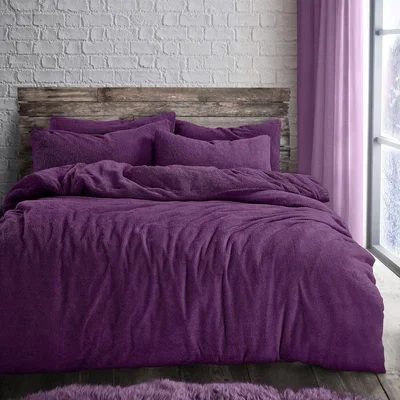 The Range Teddy Purple Soft Cosy Thermal Fleece Duvet Set  - Purple / Double