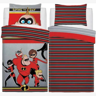 The Range Reversible Action Duvet Quilt Cover with Pillowcase Bedding Set - Red / Double