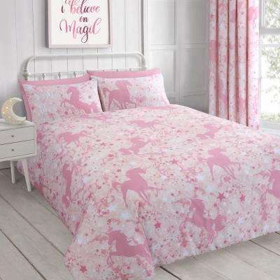 The Range Fun Unicorn Glow In Dark Reverisble Duvet Set - Pink / Double
