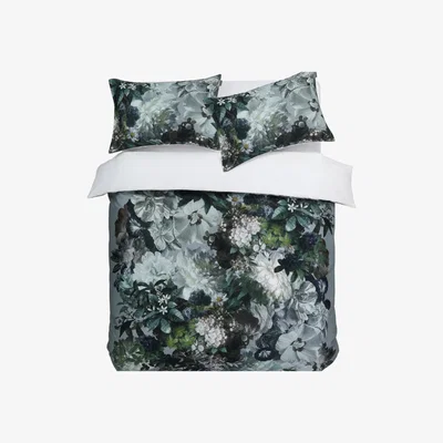 Wolf & Badger Green Florian Double Duvet Set Uk Double Mm Linen