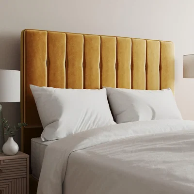 Dunelm Velvet Double Tansden Headboard Yellow