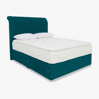 Furniture Village Highgrove - Sanctum Nature 2000 Pillowtop 2 Drawer Divan Set with Johnstone Headboard - Double - Plush Atlantic