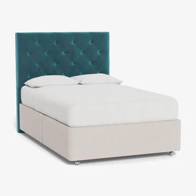 Heal's Heal's Balmoral Headboard (Lift Storage) Double Smart Luxe Velvet Airforce Blue - Heal's UK Furniture