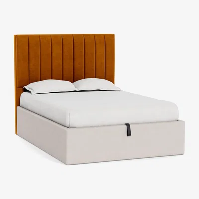 Heal's Heal's Retta Headboard (Lift Storage) Double Smart Luxe Velvet Cognac - Heal's UK Furniture