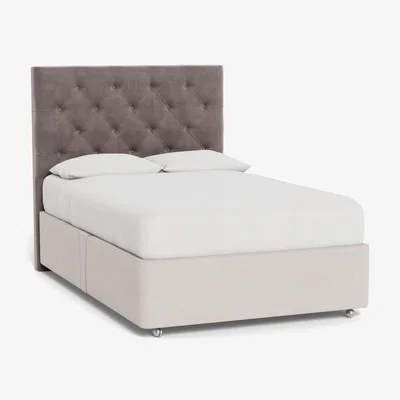 Heal's Heal's Balmoral Headboard (Lift Storage) Double Smart Luxe Velvet Mushroom - Heal's UK Furniture