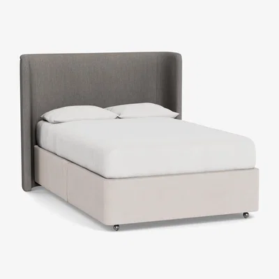 Heal's Heal's Monroe Headboard (Lift Storage) Double Broad Weave Pebble - Heal's UK Furniture