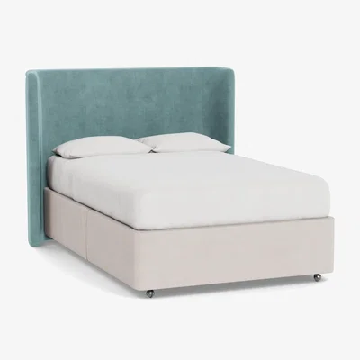 Heal's Heal's Monroe Headboard Double Smart Luxe Velvet Mineral Blue
