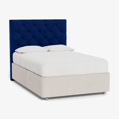 Heal's Heal's Balmoral Headboard (Lift Storage) Double Smart Luxe Velvet Azure - Heal's UK Furniture