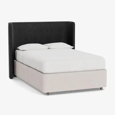 Heal's Heal's Monroe Headboard (Lift Storage) Double Smart Luxe Velvet Nickel - Heal's UK Furniture