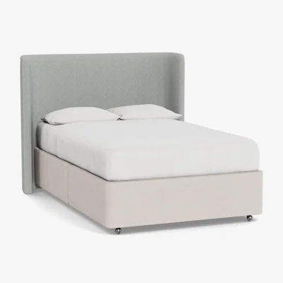Heal's Heal's Monroe Headboard (Lift Storage) Double Melton Wool Limestone - Heal's UK Furniture