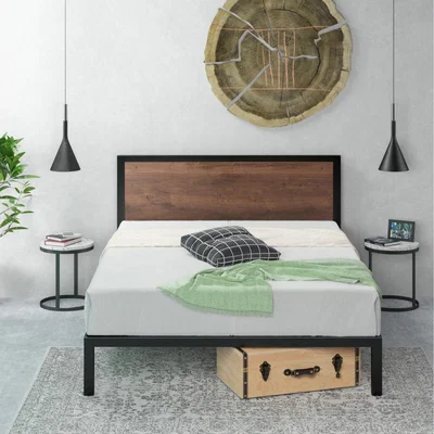 The Range Mory Bed Frame with Headboard - Black / Double / Full Head Board / 191cm