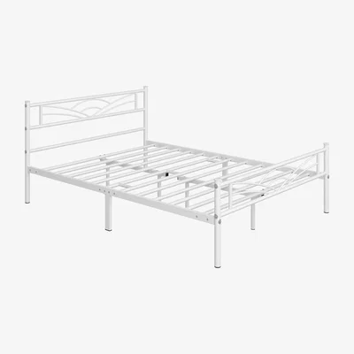 The Range Metal Bed Frame with Cloud-inspired Design Headboard - White / Double