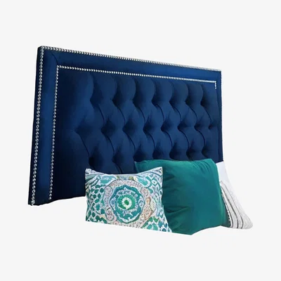 The Range Hilton Luxe Chesterfield Beaded Headboard  - Midnight blue / Double