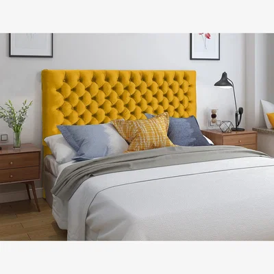 The Range Elba Plush 26 inch Strutted Headboard - Mustard / Double