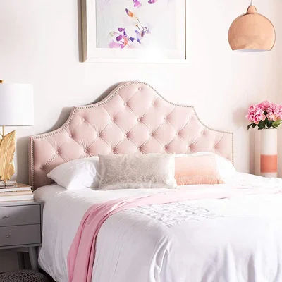 The Range Gemia Plush 26 inch Strutted Headboard - Pink / Double