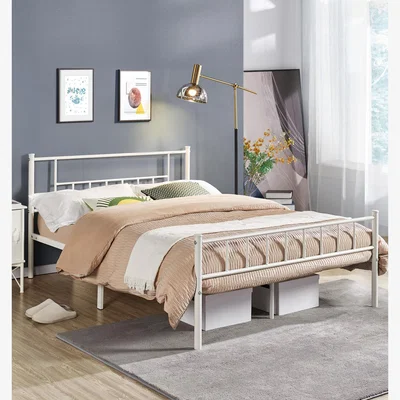 The Range Basic Metal Bed Frame with Headboard and Footboard - White / Double