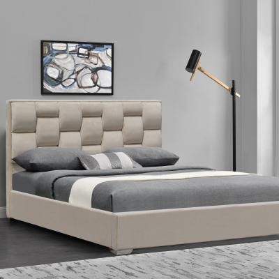 The Range Cream Plush Velvet Weaved Headboard Bed Frame - Double
