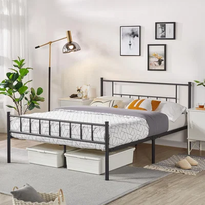 The Range Basic Metal Bed Frame with Headboard and Footboard - Black / Double
