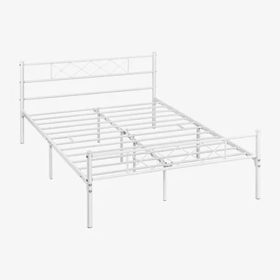 The Range Metal Bed Frame with Cross-design Headboard - White / Double